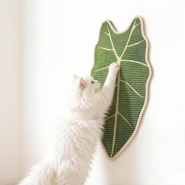 Rascador para gatos Botanical Alocasia, almohadilla rascadora de sisal autoadhesiva, decoración de pared con hojas tropicales, juguete de enriquecimiento para gatos, regalo para amantes de los gatos.