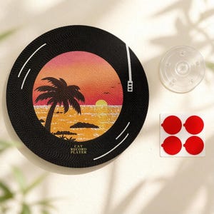 Rascador de pared giratorio 360° para gatos, almohadilla rascadora circular de cartón, tabla rascadora duradera para gatos, juguete interactivo para gatos. Beach Sunset
