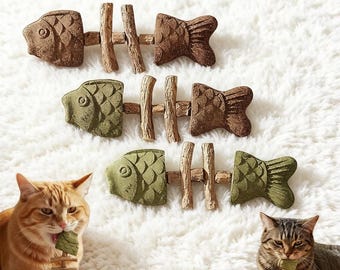 Zahnpflege-Katzenspielzeug für Katzen, Natürliche Fishbone-Zahnreinigungsstifte, Katzenminze-Kauspielzeug für Innenkatzen