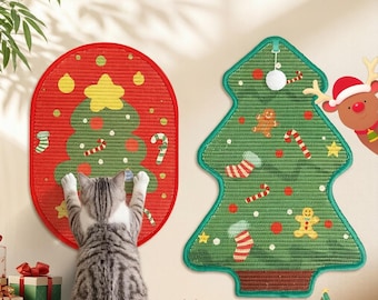Rascador de sisal para gatos de pared, rascador con forma de calabaza y árbol de Navidad, rascador natural autoadhesivo, juguete para gatos, regalo para amantes de los gatos