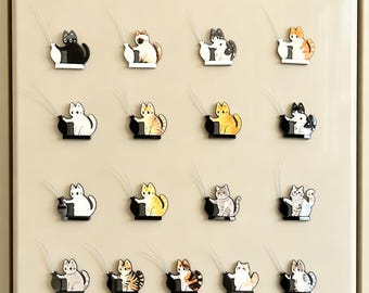 Collecteur de moustaches de chat fait main - Support magnétique pour réfrigérateur en acrylique | Mini souvenir, souvenir d'animal de compagnie, cadeau pour les amoureux des chats