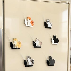 Handgemaakte kattenbaksteenverzamelaar – magnetische koelkasthouder van acryl | Miniaandenken, huisdierherdenkingsaandenken, cadeau voor kattenliefhebbers