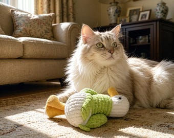 Giocattolo per cani a forma di anatra in peluche con suono frusciante, morbido giocattolo a forma di animale che emette un suono stridulo per gatti e cuccioli, giocattolo da calciare e masticare, accessorio interattivo per animali domestici.