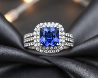 Sterling Silber Labradorit Ring | Weißer AD Stone Heiligenschein