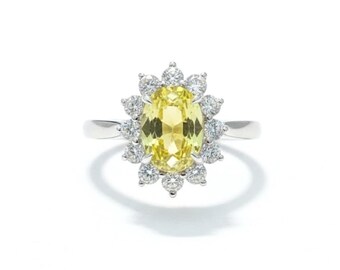 Labor gewachsene Citrin Ring | 925 Sterling Silber, weißer AD Stone Halo