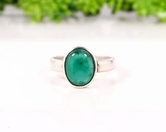 925 Sterling Silber Natürlicher Smaragd Cabochon Ring