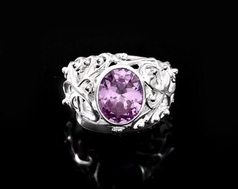Amethyst-Ranke filigraner Ring | Sterling Silber Ring | Vintage Boho Schmuck