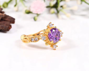 Labradorit Ring Sterling Silber | Weißer AD Halo, Geschenk für Sie