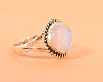 925 Sterling Silber Natürlicher Mondstein Ring | Boho Statement Schmuck | Juni Geburtsstein