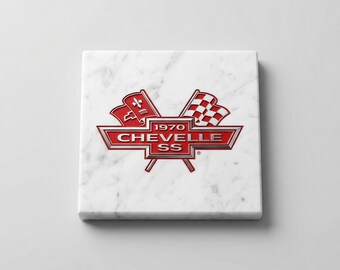 1970 Chevelle SS Marble Car Sign – Italian Carrara Stone Decor