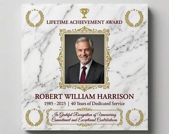 Personalized Carrara Marble Award – Lifetime Achievement Plaque, Corporate Gift