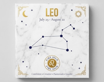 Personalized Zodiac Constellation Marble Plaque – 6x6 Carrara Stone Astrology Art