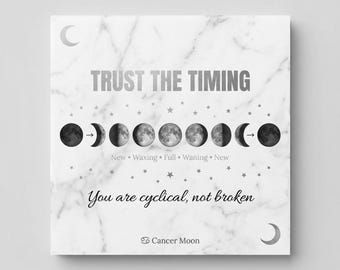 Personalized Moon Phase Plaque – Carrara Marble Lunar Cycle Art