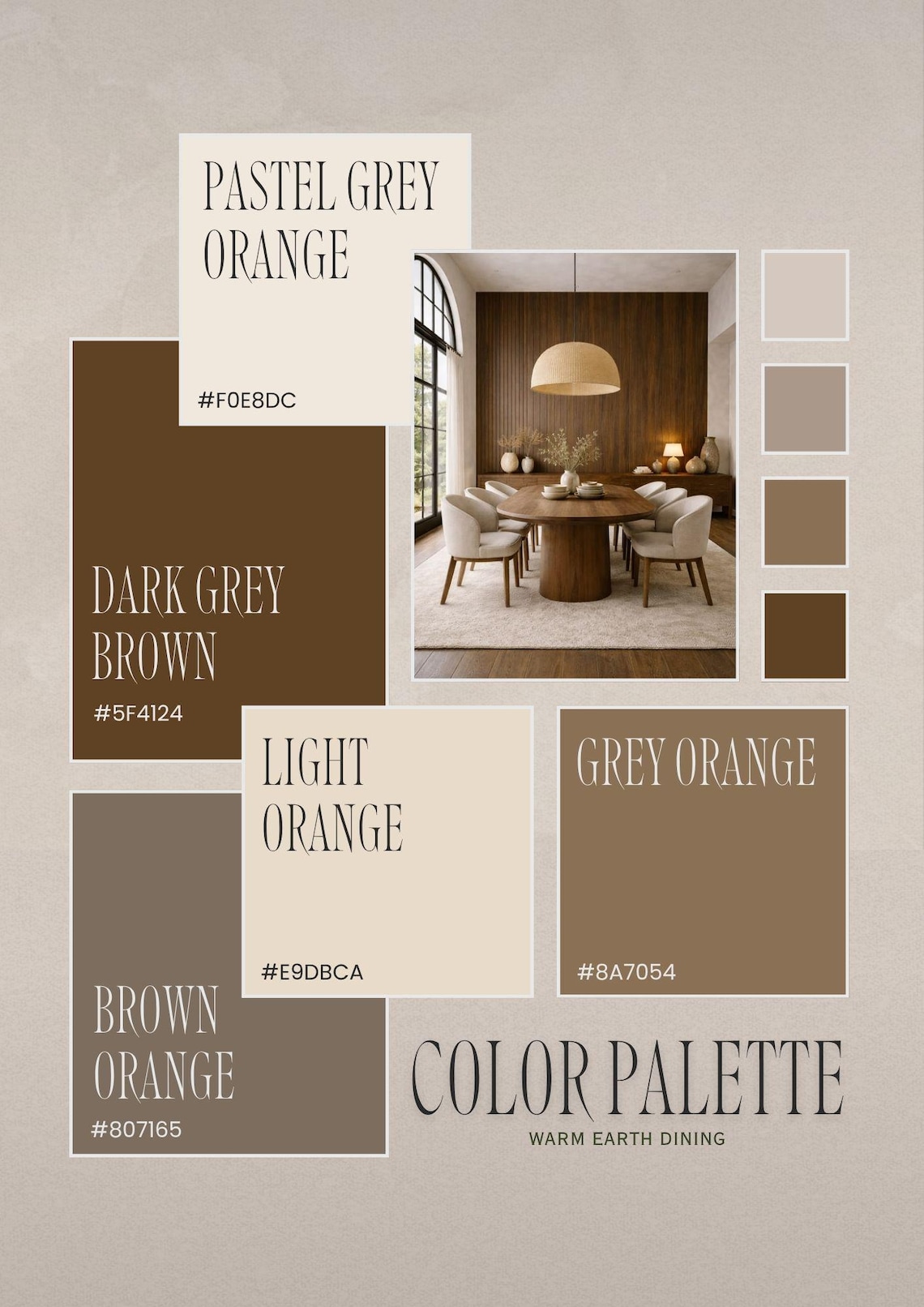 Warm Earth Tone Interior Colour Palette | Dining Room Color Scheme ...