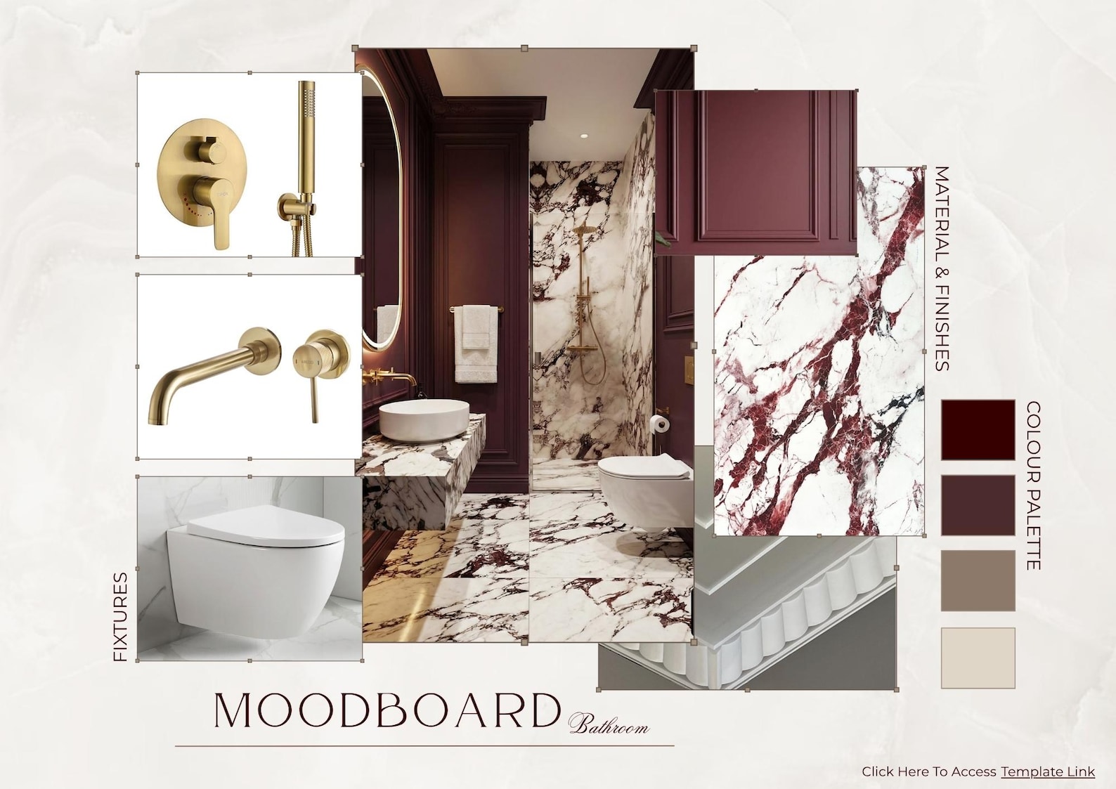 Luxury Burgundy Interior Moodboard Bundle | 5 Editable Canva Templates ...