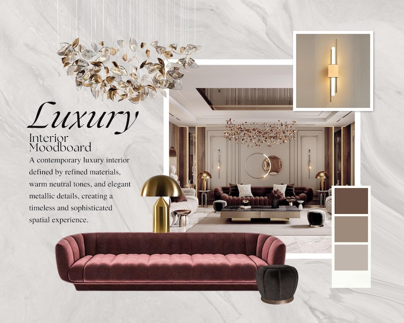 Luxury Interior Moodboard Template | Editable Canva Mood Board - Etsy