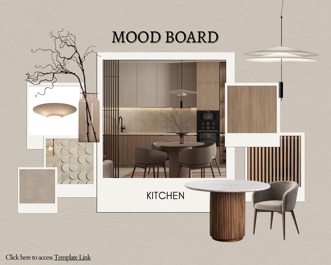 Kitchen Moodboard Template | Warm Contemporary Interior Design Board ...