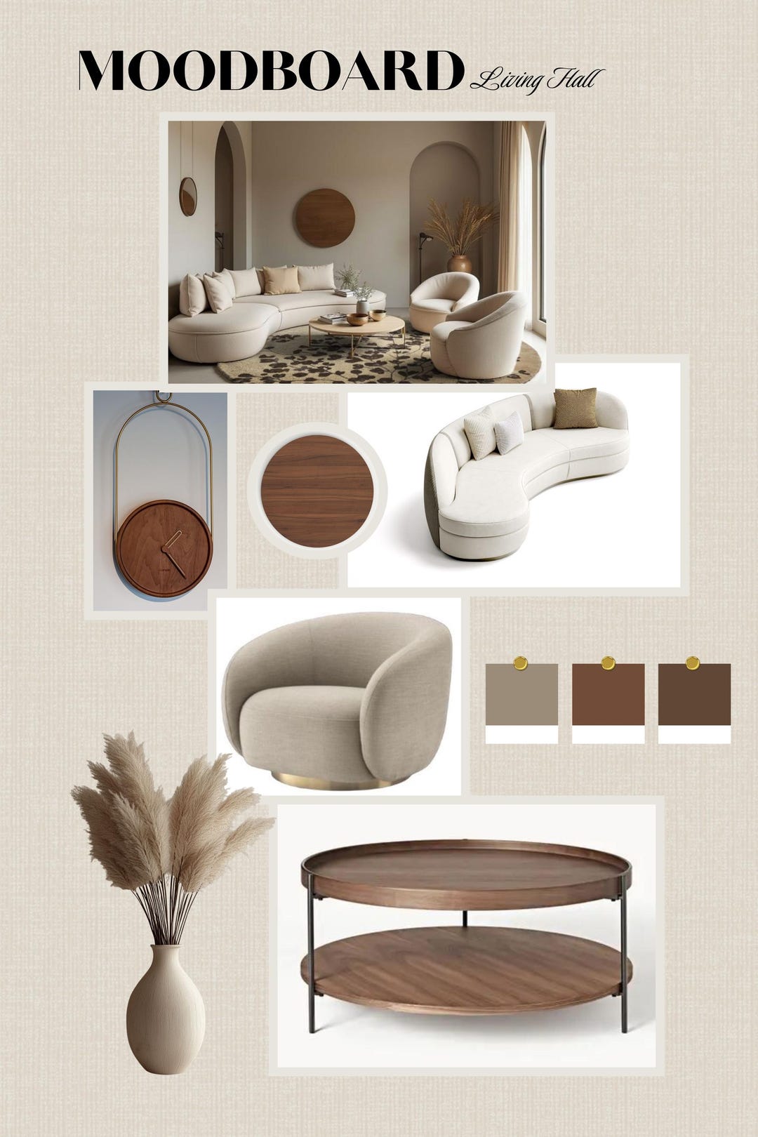 Neutral Living Room Mood Board Template – Editable in Canva - Etsy