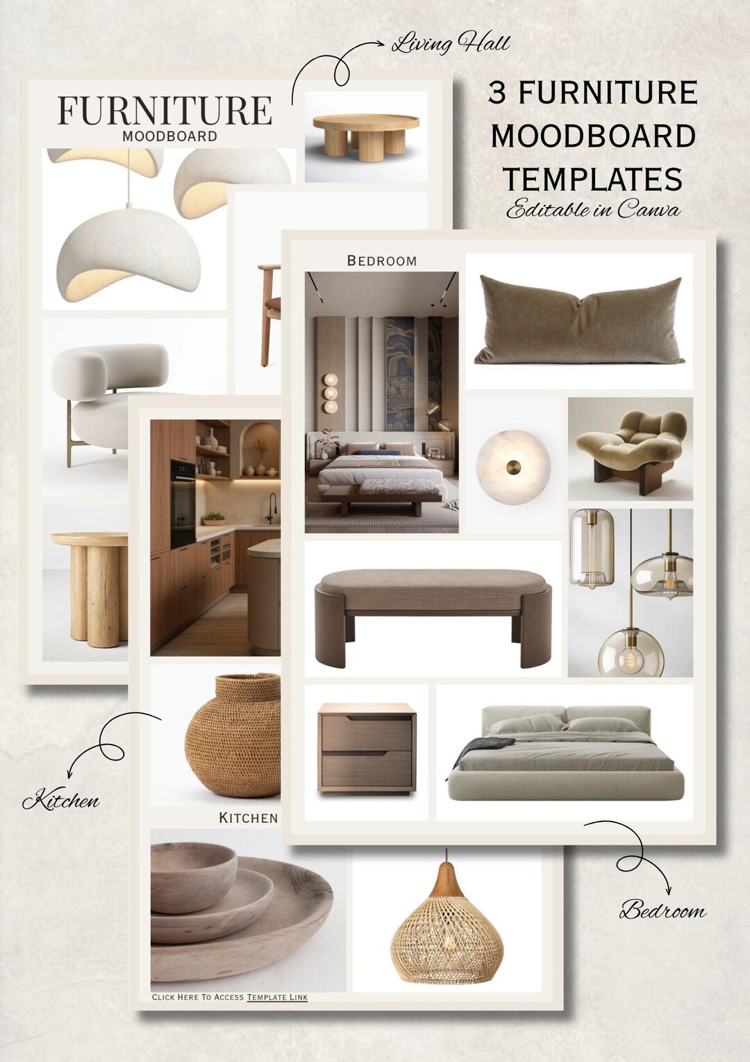 Interior Furniture Moodboard Bundle | FF&E Board Templates | Editable ...