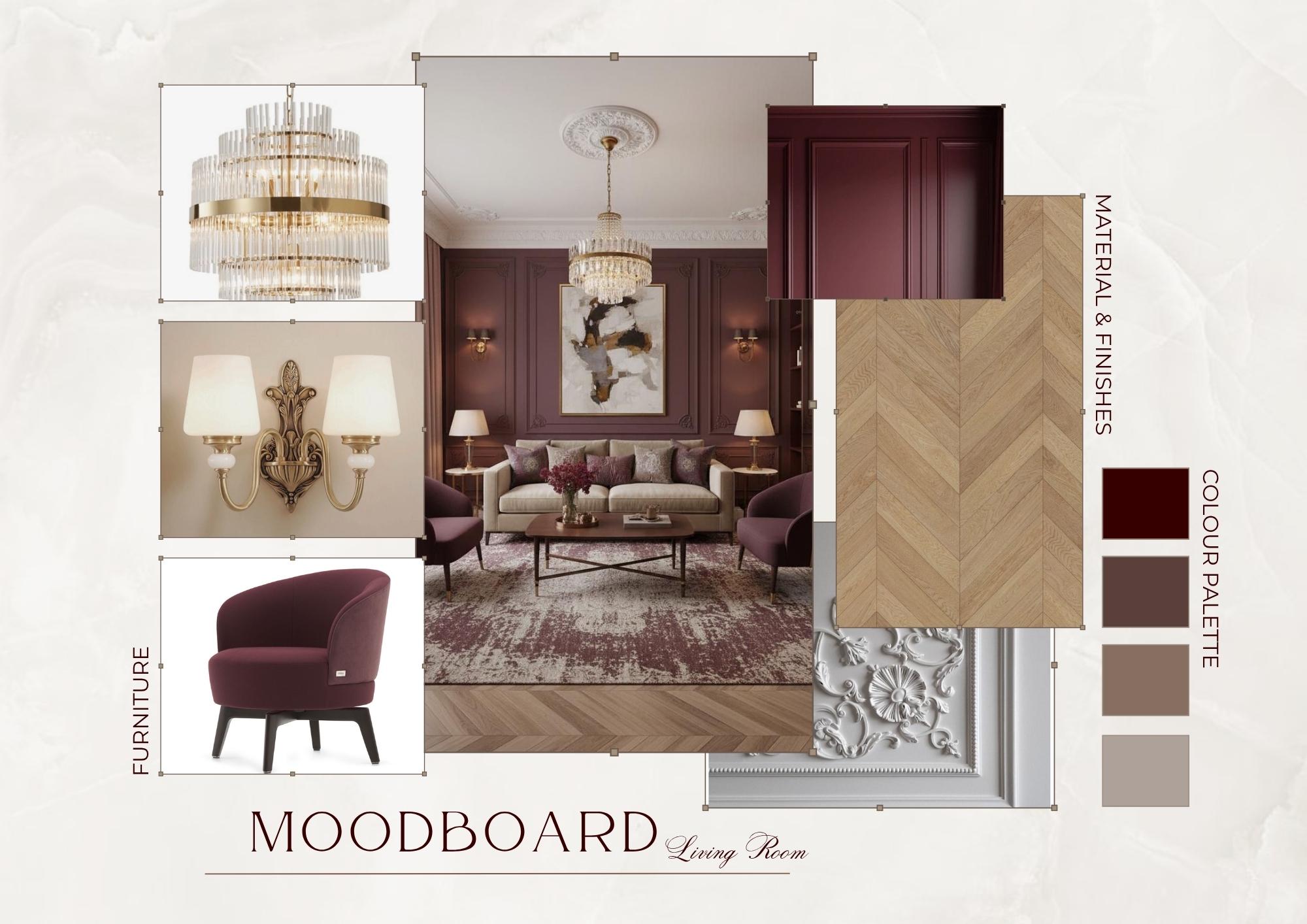 Luxury Burgundy Interior Moodboard Bundle | 5 Editable Canva Templates ...