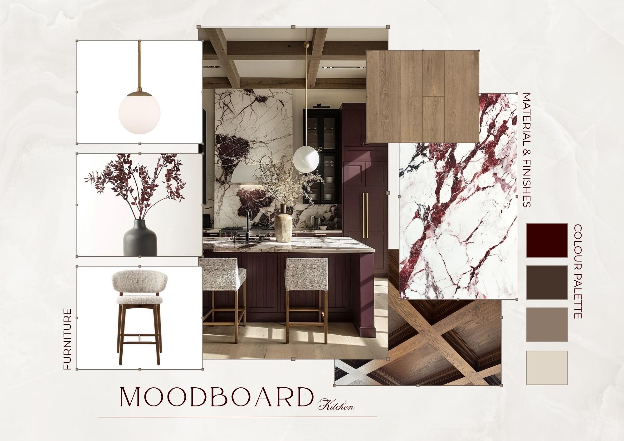 Luxury Burgundy Interior Moodboard Bundle | 5 Editable Canva Templates ...