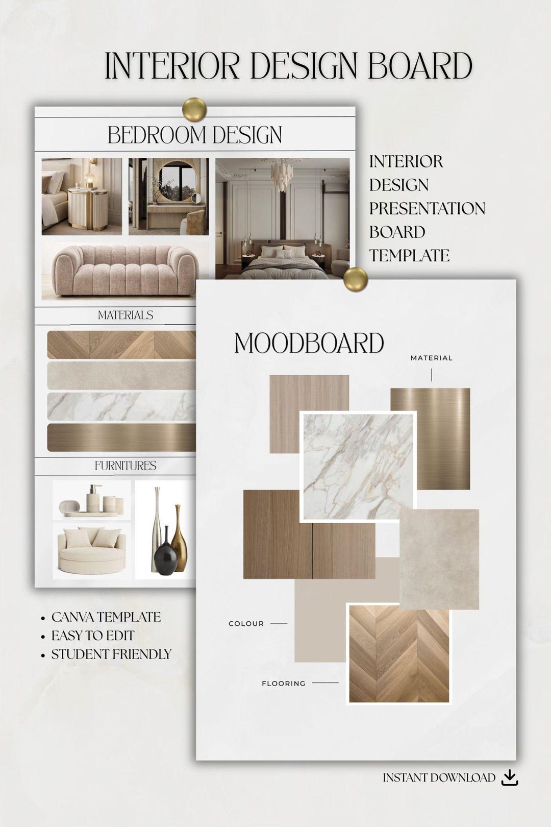 Interior Design Presentation Board Template | Editable Canva Template ...
