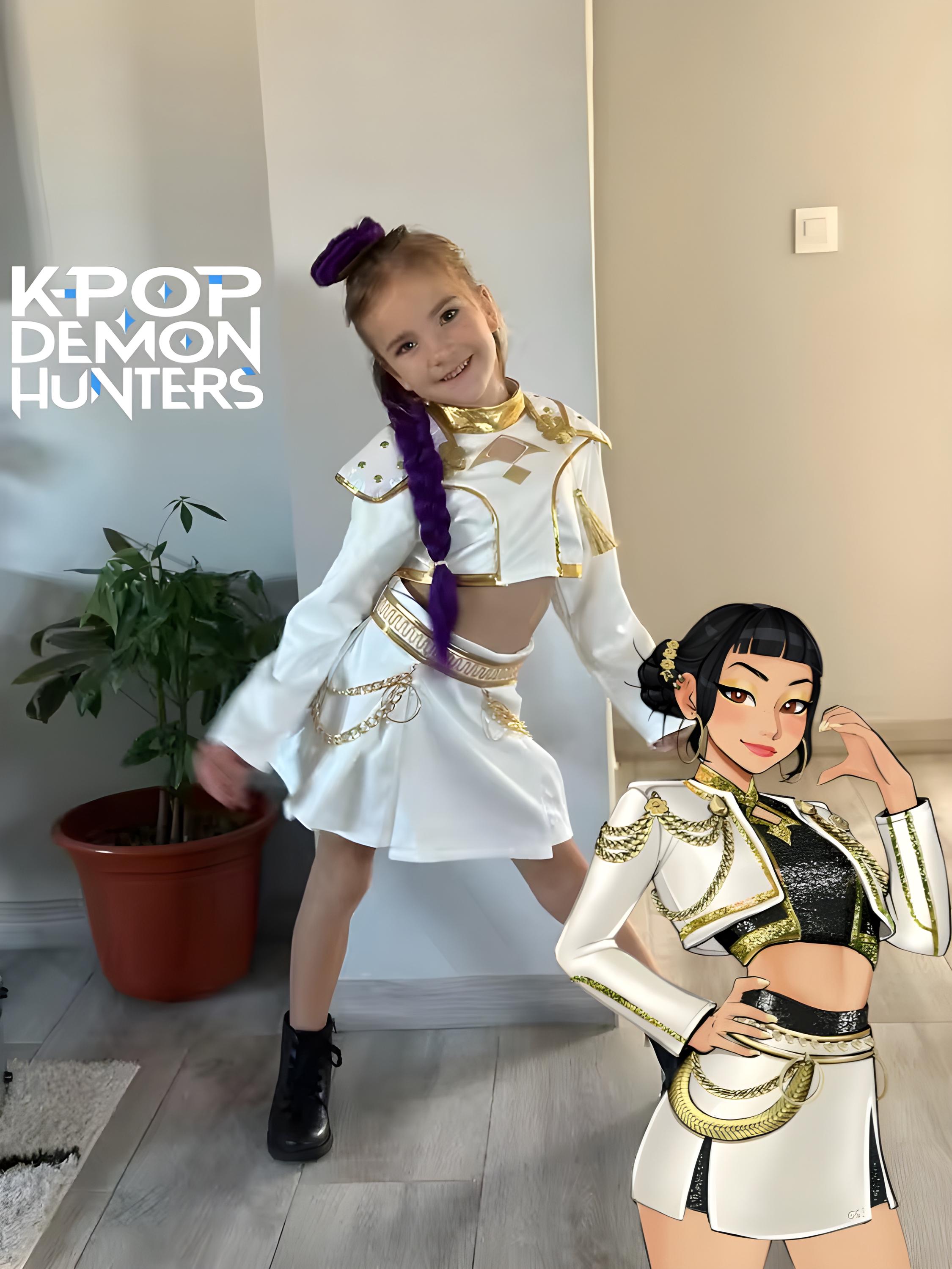 Halloween Kostuum Meisjes KINDER K-POP DEMON HuntersRumi Mira Zoey Cosplay Perücke Kostüm Fancy