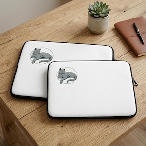 Funda protectora para portátil con ilustración de Russian Blue / Funda para amantes de los gatos