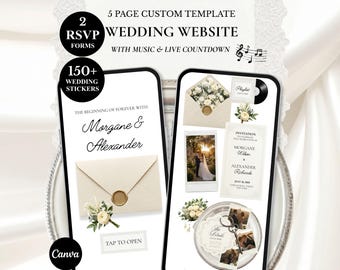 Redigerbar beige vit blommig gammaldags pengar elegant redaktionell bröllopswebbplatsmall: Minimalistisk trädgård, OSA, musik (digital nedladdning)