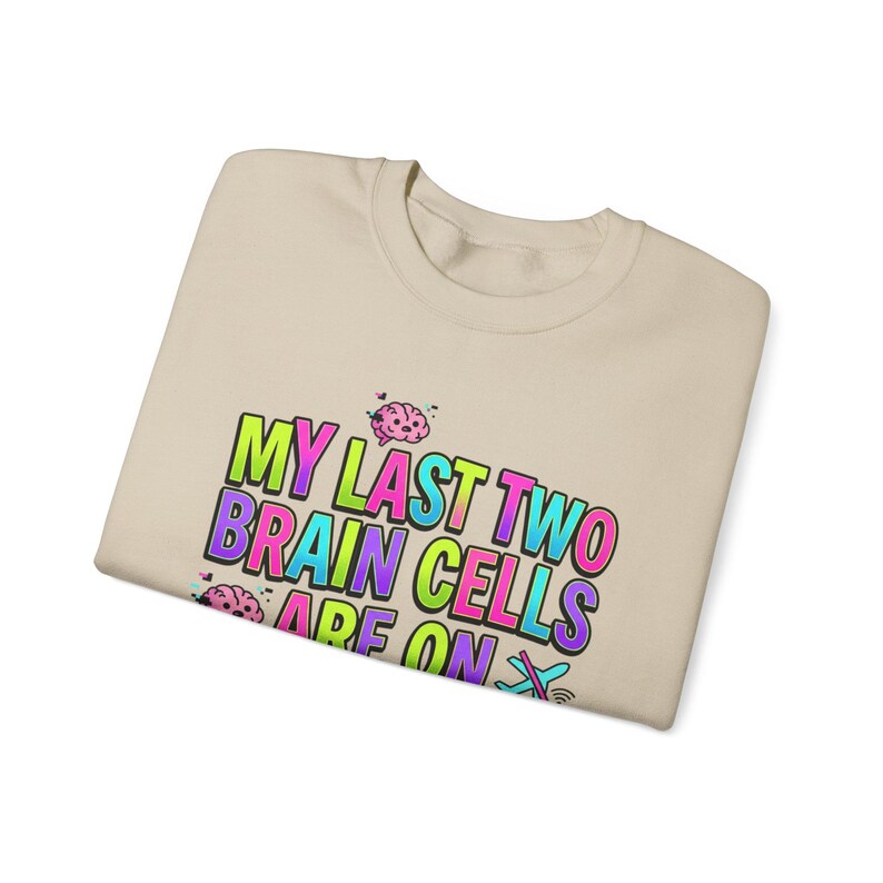 My Last Two Brain Cells Are On Airplane Mode Sweatshirt | meme shirt, cringe-core image 12