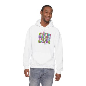 My Last Two Brain Cells Are On An Airplane Mode Hoodie | Funny Text Art image 5