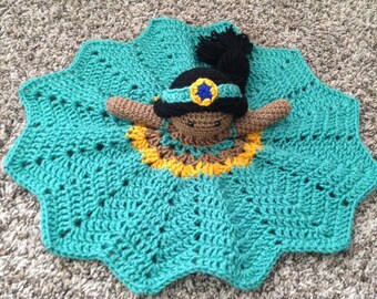 Crochet Jasmine princess lovey, security blanket, doll, baby shower