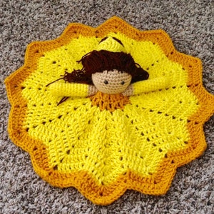 Crochet Belle princess lovey, security blanket, doll, baby shower image 2