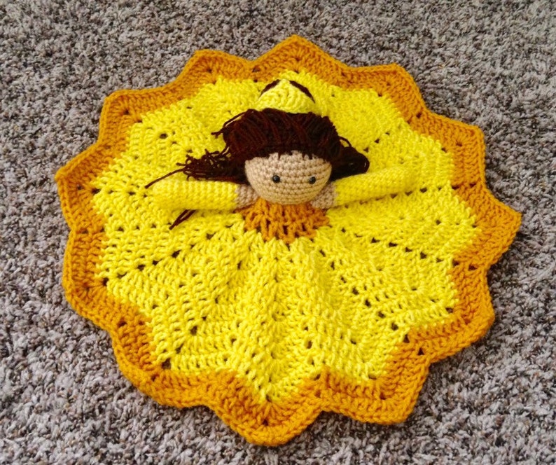 Crochet Belle princess lovey, security blanket, doll, baby shower image 2