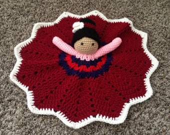 Crochet  Mulan princess lovey, security blanket, doll, baby shower