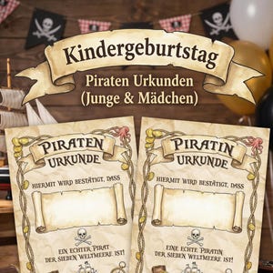 Piraten Urkunde Kindergeburtstag A4 Printable | Pirat & Piratin Zertifikat | Druckvorlage PDF | Junge und Mädchen