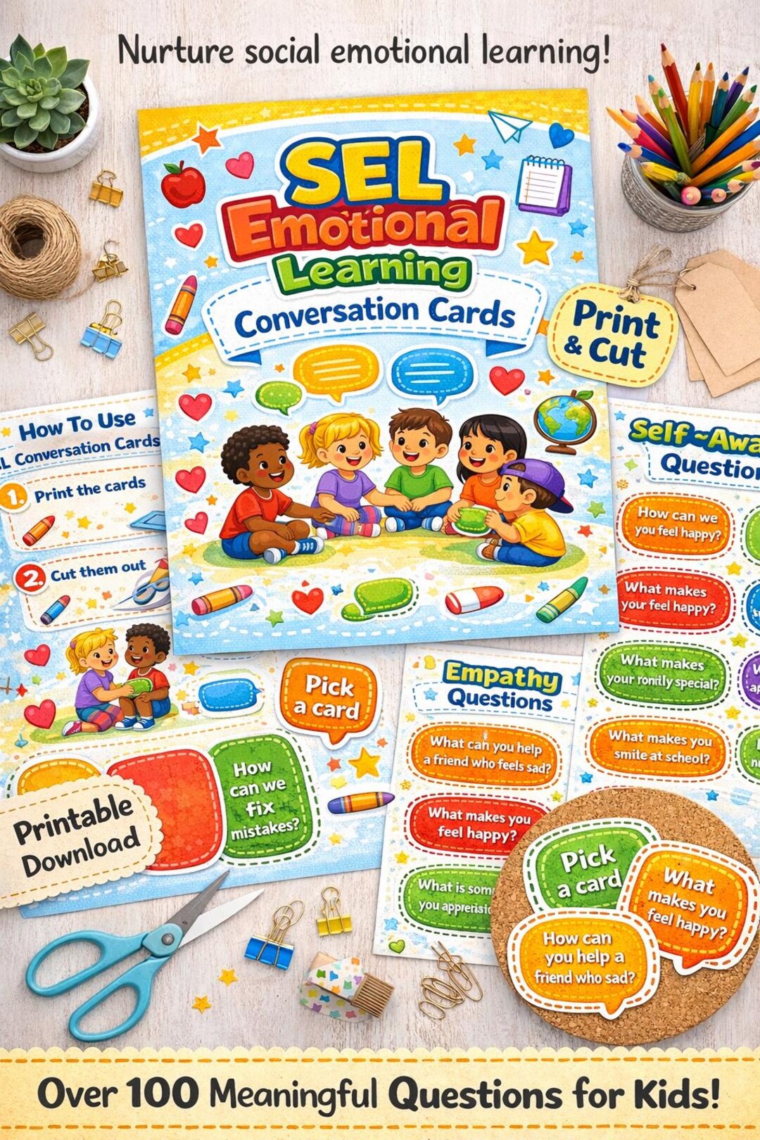 Social Emotional Learning Conversation Cards | SEL Printable Activity ...