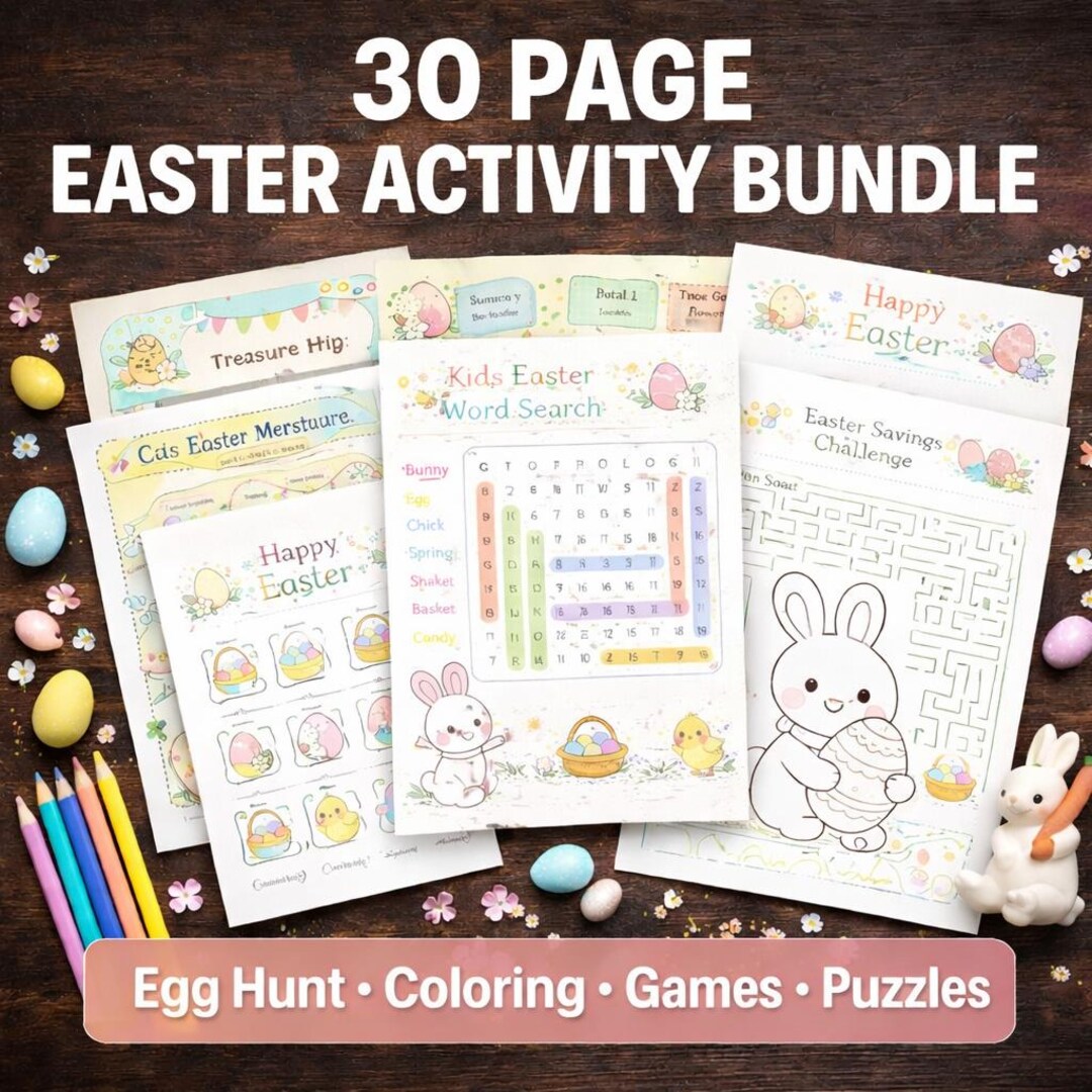 30 Page Easter Activity Bundle for Kids - Etsy