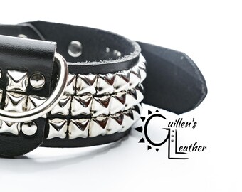 2 Inch Wide (Pyramid Studs) Leather Dog Collar