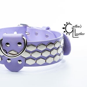 2 Inch Wide (Hexagon Stud) Leather Dog Collar