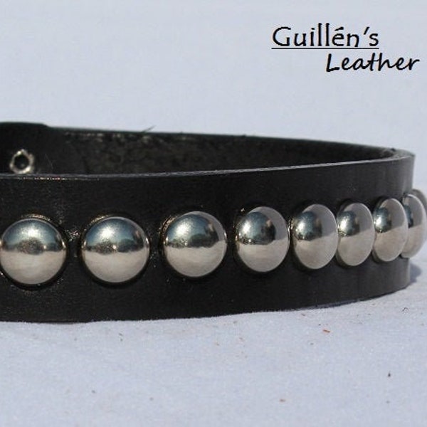 1 Inch Wide (Circle Studs) Leather Dog Collar