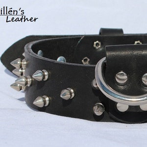 1.5 Inch Wide (Small Spikes) Leather Dog Collar