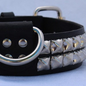 1.5 Inch Wide (Chrome Pyramid Studs) Leather Dog Collar