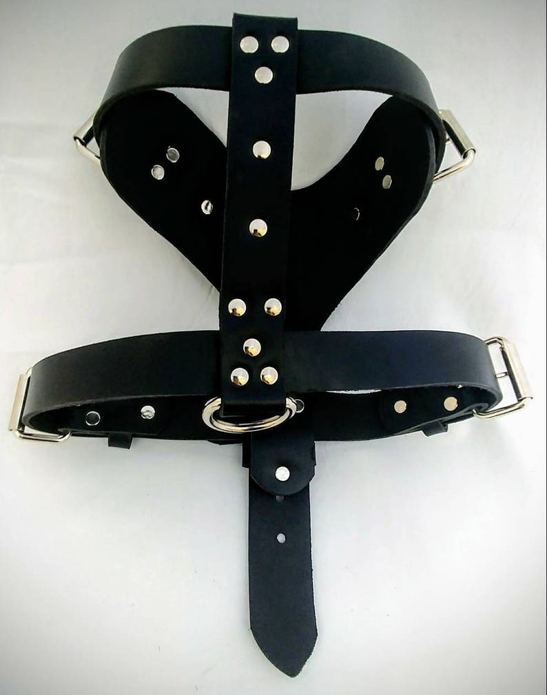 Large Leather Dog Harness with a Ring in the Center image 2
