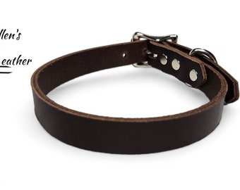 5/8 Inch Wide (Plain) Brown Leather Dog Collar