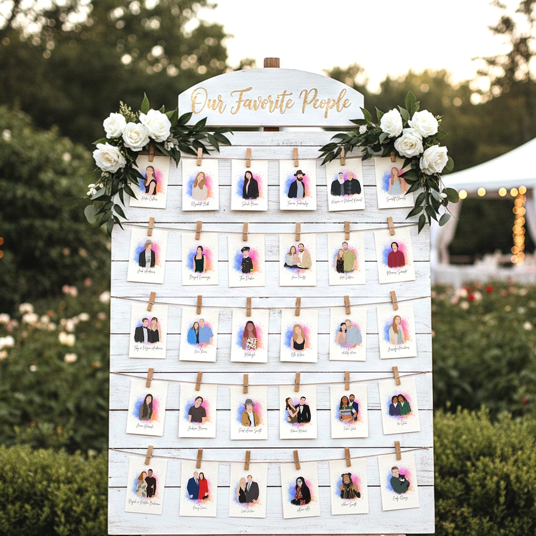 Faceless Portrait Place Card | Custom Illustration | Unique Wedding ...