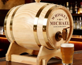 Personalized Engraved Whiskey Barrel 1.5L/3L/5L , A gift for dad, groomsman gift, best men's gift, beer barrel, Beer storage barrel