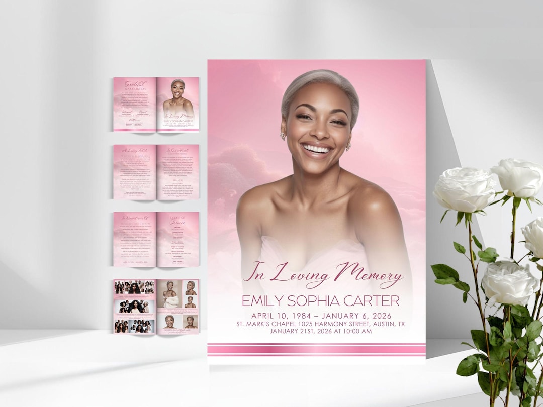 Obituary Canva Celebration of Life Program Funeral Memorial Digital ...