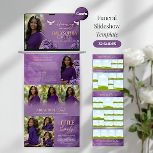 Celebrating Life Of Video Funeral Photo Slideshow Template Tribute Presentation Funeral Video Slide Funeral Programe Template Funeral Purple
