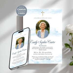 Funeral Invitation Digital Download Funeral Spanish Invitation Celebrating The Life Spanish Memorial Invite Funereal Memorial Obituary Canva